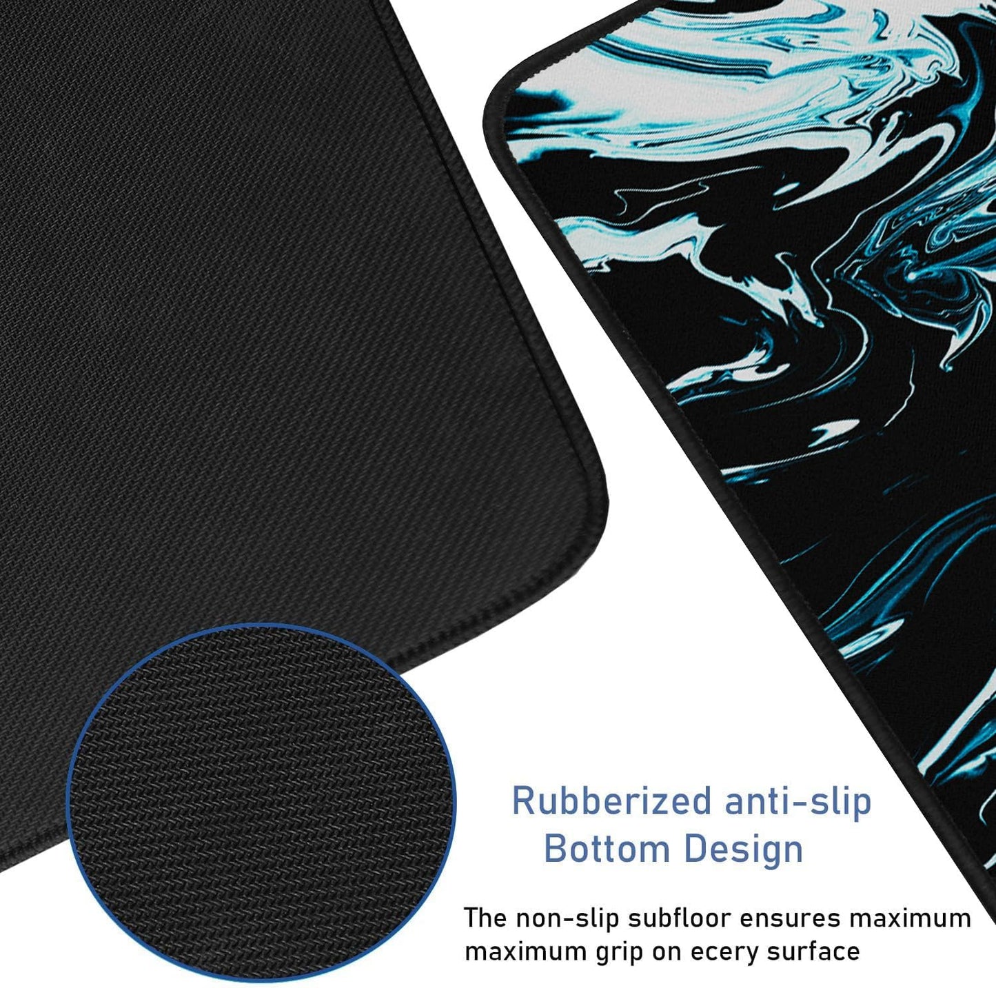 Large Extended Gaming Mouse Pad with Stitched Edges, (31.5X15.7In) Durable Non-Slip Natural Rubber Base, Waterproof Computer Keyboard Pad Mat for Esports Pros/Gamer/Desktop/Office/Home-Black