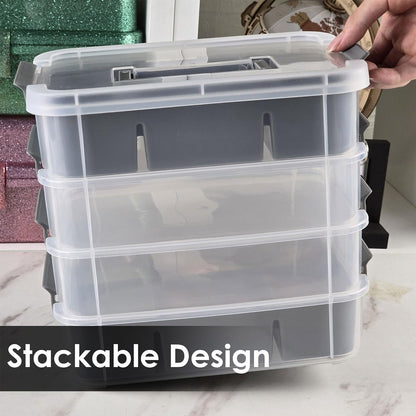 CraftGenes Art Supply Storage Organizer with 2 Removable Trays, 4-Layer 10QT Durable Craft Organizers and Storage for Sewing, Tool, Office Supplies, Art, Craft Supplies