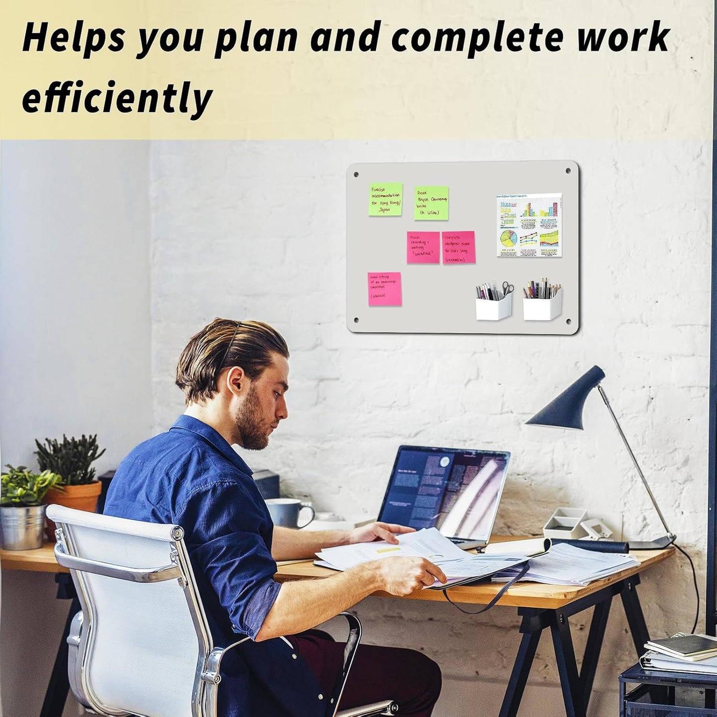 2Pack Magnetic Board 17.5" x 11.4" Magnet Bulletin Board is Suitable for displaying Notes, Photos,Magnetic Letters,Suitable for Walls, refrigerators, cabinets, etc