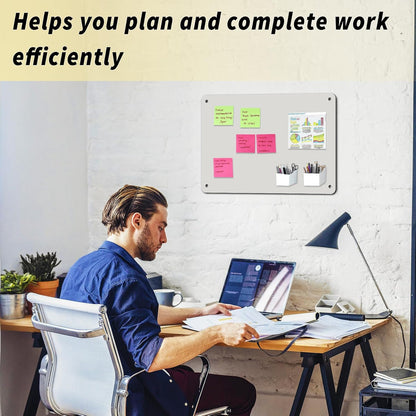 2Pack Magnetic Board 17.5" x 11.4" Magnet Bulletin Board is Suitable for displaying Notes, Photos,Magnetic Letters,Suitable for Walls, refrigerators, cabinets, etc