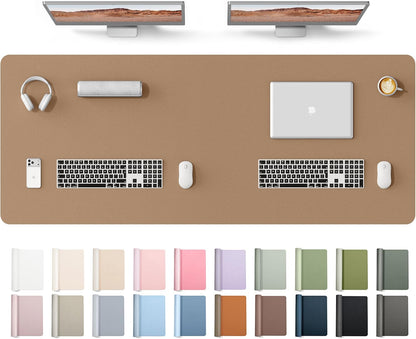YSAGi Leather Desk Pad Protector, Office Desk Mat, Large Mouse Pad, Non-Slip PU Leather Desk Blotter, Waterproof Laptop Desk Writing Pad for Office and Home (23.6" x 13.8", Eggshell) - Colors A