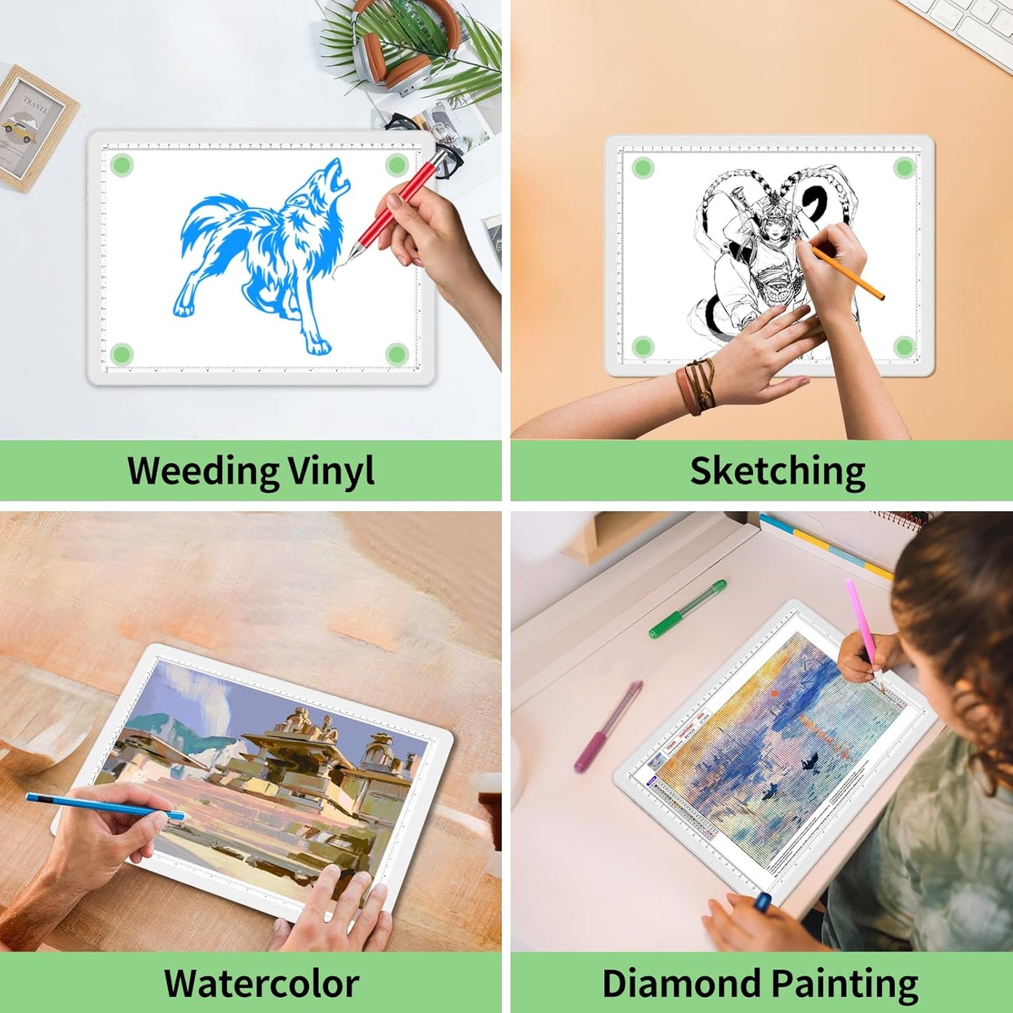 Phylosal Rechargeable A3 LED Light Pad for Diamond Painting, Ultra-Thin Magnetic Tracing Light Box for Drawing, Diamond Art Light Board with Side Button, Super Bright Light Table for Sketching (White)