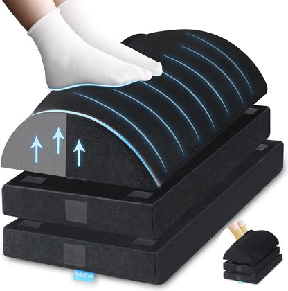 KAYFIA Foot Rest for Under Desk at Work XXL(20in) with 3 Adjustable Heights，Foot Stool with Supportive Gel Foam, Warmer Feet Pocket Footrest for Office Gaming Chair, for Leg Support -Black