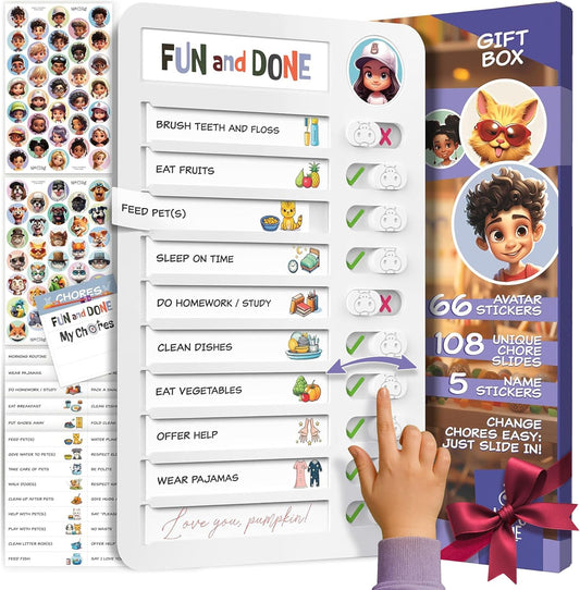 Chores Chart for Kids - Daily Routine Chart for Kids with Checklist & Stickers, Magnetic Kids Chore Chart - Chore Board Visual Schedule for Kids with Autism & Best ADHD Tools for Kids