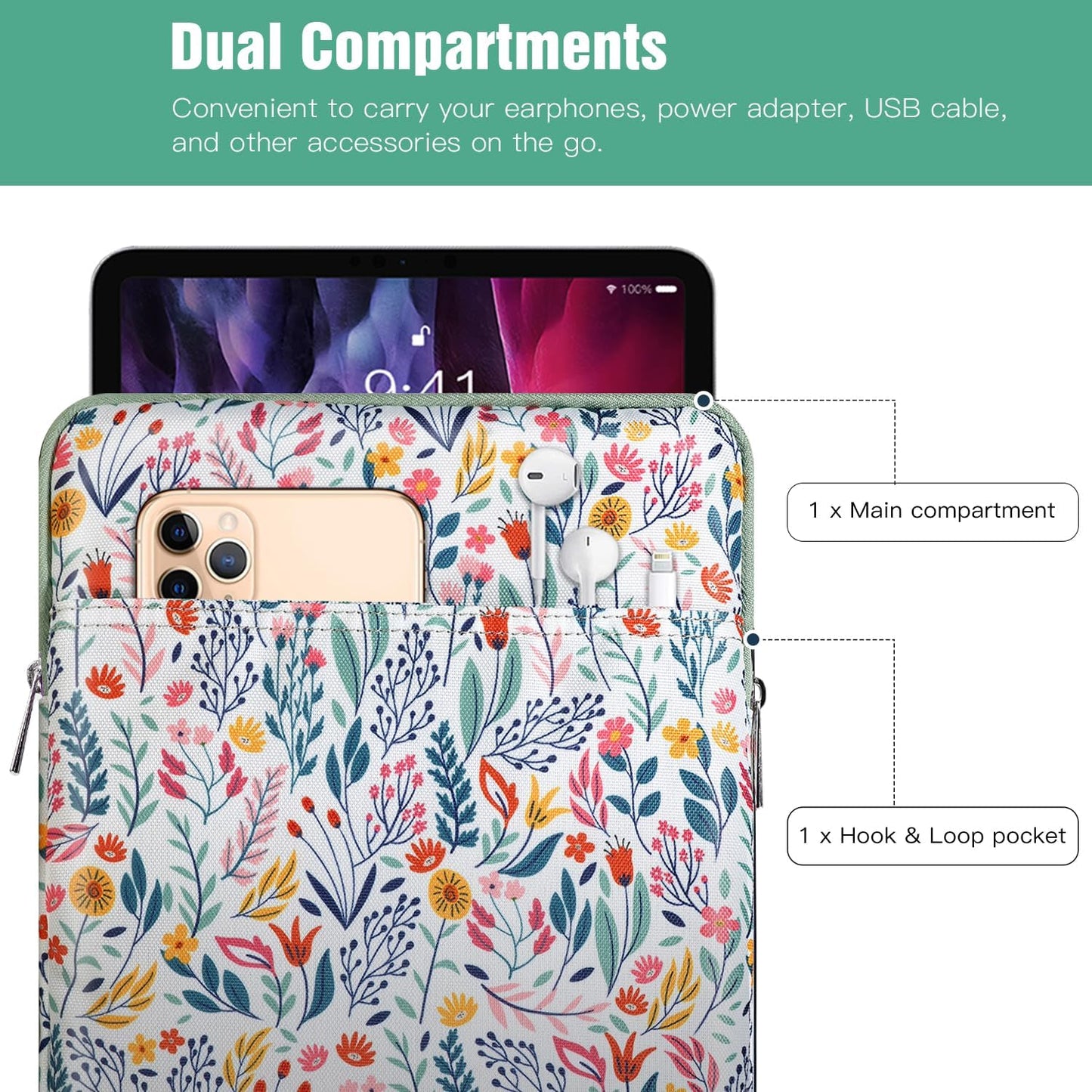 TiMOVO 9-11" Tablet Sleeve Bag for iPad 11-inch A16 2025, iPad 10.9"/10.2"| Air 11 Inch/5th/4th Gen. 10.9", Galaxy Tab A9+/A11Plus 11", Protective Bag Fit Smart Keyboard, Dusty Blue