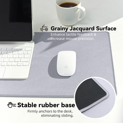 Reniteco Waterproof Large Gaming Mouse Pad with Durable Stitched Edges, Non-Slip Rubber Base, Grainy Jacquard Mouse Mat Desk Pad for Home Office Gaming, 31.5''x11.8''x0.12'', Matte Beige