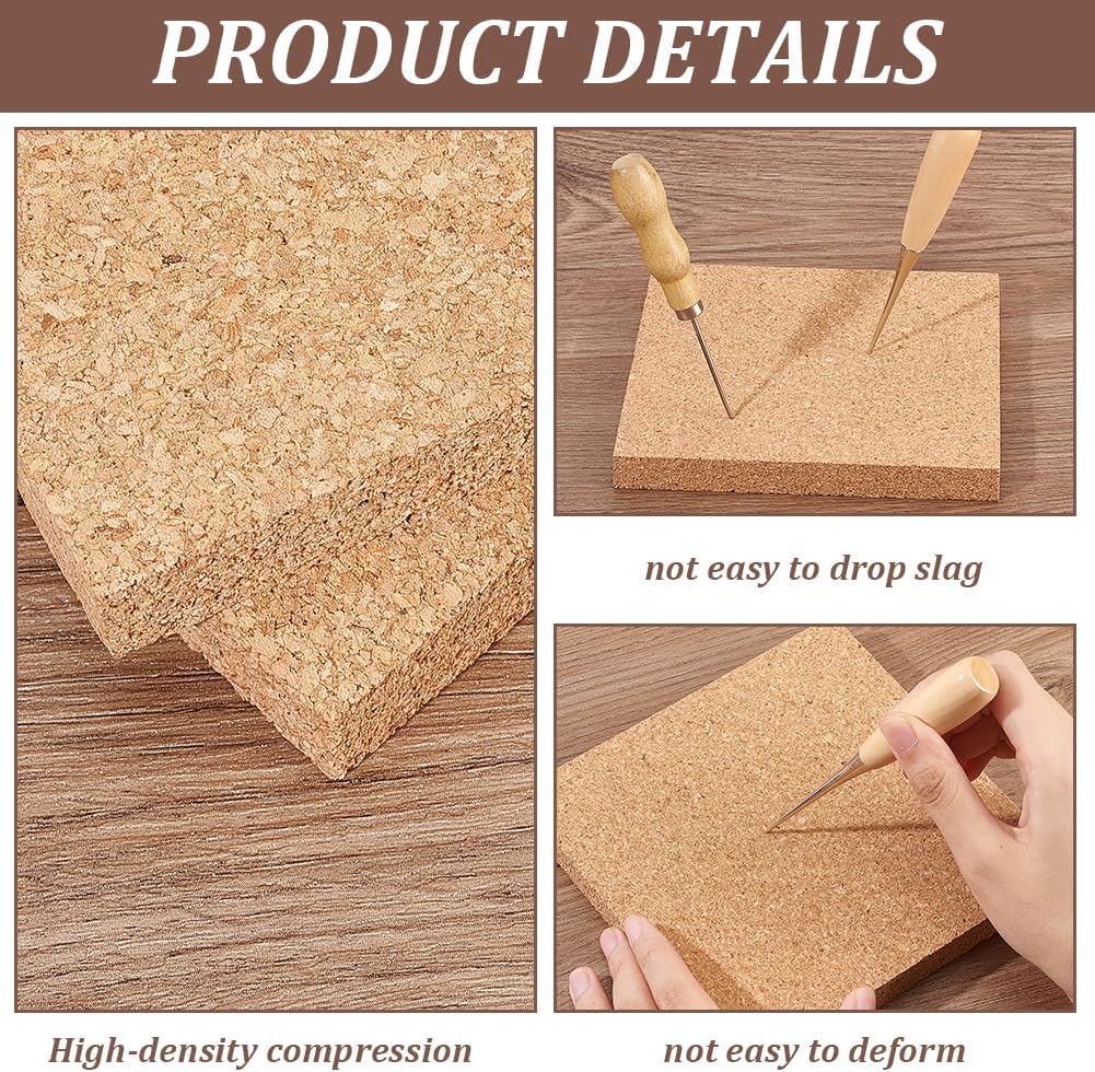 OLYCRAFT 2PCS Square Bulletin Boards 6 x 6 inch Non Self-Adhesive Wood Cork Board 0.6 inch Thick Square Cork Board Cork Tiles for Wall Decoration, Party and DIY Crafts Supplies