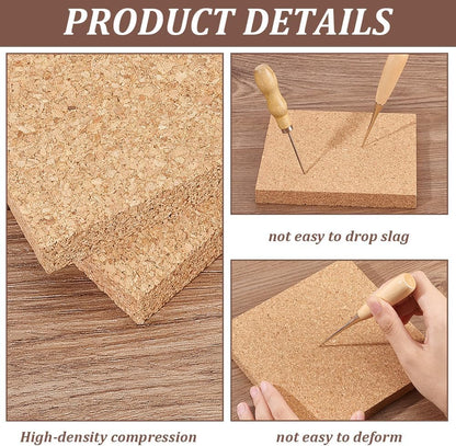 OLYCRAFT 2PCS Square Bulletin Boards 6 x 6 inch Non Self-Adhesive Wood Cork Board 0.6 inch Thick Square Cork Board Cork Tiles for Wall Decoration, Party and DIY Crafts Supplies