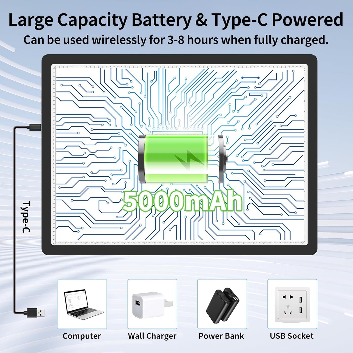 TOHETO Rechargeable A2 Light Pad for Diamond Painting 25.2''x18.4'', Magnetic Diamond Art Light Board, Wireless Lightbox for Tracing and Drawing, Cordless LED Light Table for Sketching, Weeding Vinyl