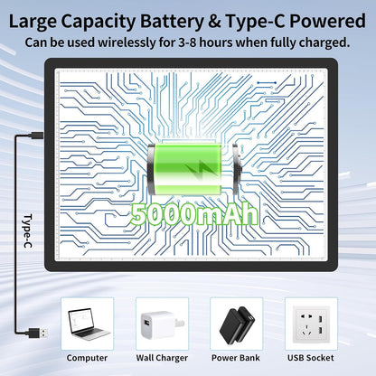 TOHETO Rechargeable A2 Light Pad for Diamond Painting 25.2''x18.4'', Magnetic Diamond Art Light Board, Wireless Lightbox for Tracing and Drawing, Cordless LED Light Table for Sketching, Weeding Vinyl