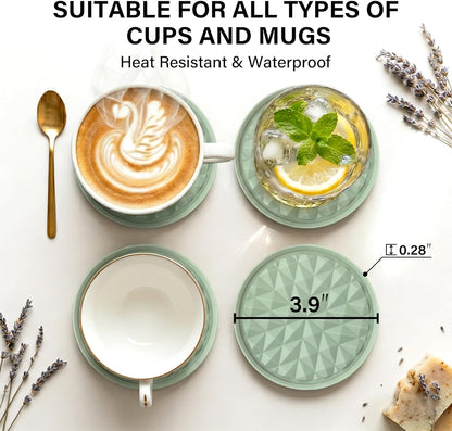 Silicone Coasters for Drinks [2 Pack for Office]- Cup Mat for Tabletop Protection-Non-Slip, Non-Stick, Coffee Table Decor, Great Gift for Any Occasion, Black