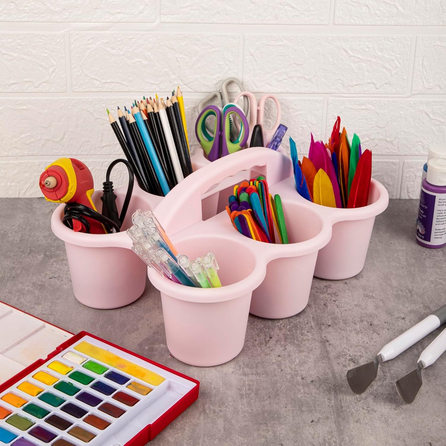 2 Pack Classroom Caddy For School,Kidsroom,Pencil Holder,Plastic Cup Caddy for Drink Delivery (Blue)