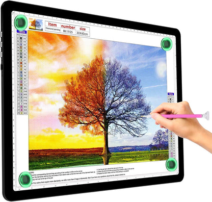 KOBAIBAN A4 Light Box for Tracing, Light Board with Side Physical Buttons, Magnetic Light Pad for Diamond Painting, Stenciling, Weeding Vinyl, USB LED Lighting Board (Black, 35.2 x 25.4 CM)