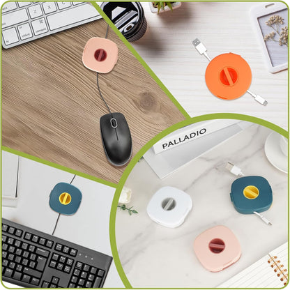 7PCS Cable Management, Retractable Portable Cord Organizer, Flexible Cable for Home Office Classroom (Round+Square)
