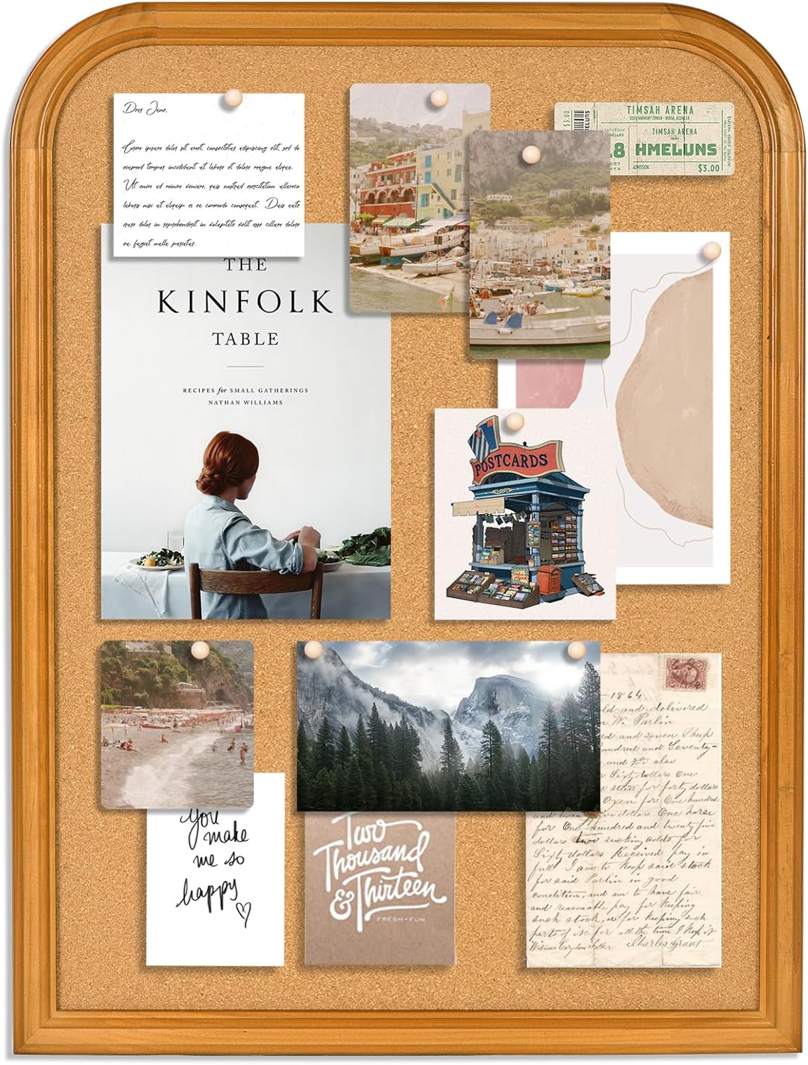 Cork Board for Walls, 17X13 inches Bulletin Board with Frame, Decorative Hanging Pin Board Vision Board Message Board for Office School Home Decor(2R&2S,4333,1p)