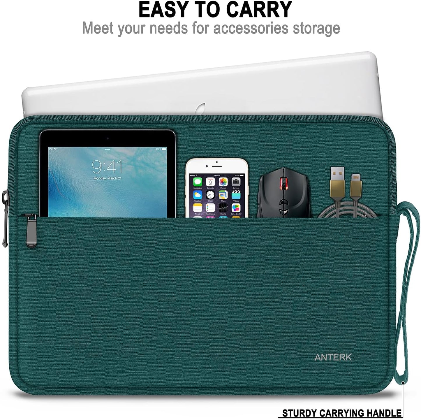 Laptop Sleeve 14 Inch, Water Resistant Traveling Computer Cover with Handle, Shockproof Protective Carrying Laptop Case Compatible for 14 Inch MacBook Air/Pro, HP, Dell, Asus, Lenovo, Black