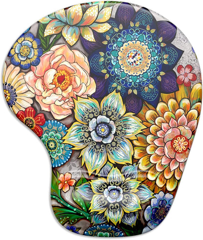ITNRSIIET Ergonomic Mouse Pad with Gel Wrist Support Wrist Rest Smooth Surface Non-Slip PU Base Comfortable Office Supplies Pain Relief, 9.5 x 8 inches, Beach