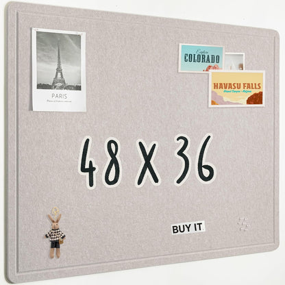 AKTOP Bulletin Board, 24" x 16" Foldable Felt Notice Pin Board for Wall, Decorative CorkBoard Photo Display Board with Self-Adhesive Tape, Vision Board Cork Board Alternative with 25 Pushpins - Latte