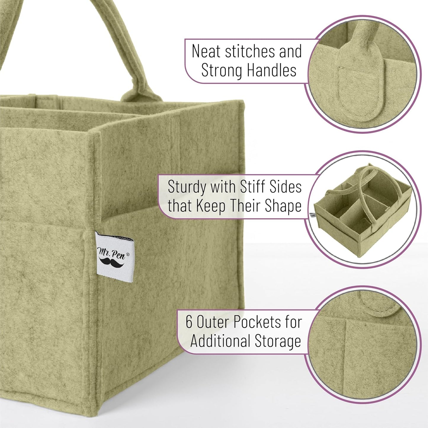Mr. Pen- Baby Diaper Caddy Organizer, Gray, Medium, Nursery Storage Bin and Car Organizer for Diapers and Baby Wipes