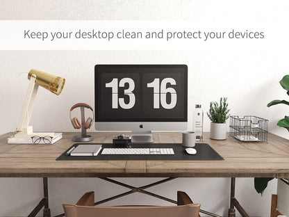 RENMTURE Dual-Sided Mouse Pad, Natural Cork & PU Leather Large Desk Pad for Office and Home Work, Desk Protector Non-Slip, Waterproof, Easy Clean (Olive Green, 32"x16")