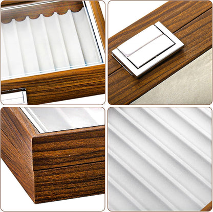 Yesland Black Walnut Wood Display Box, 12 Slot Fountain Pen Organizer With Clear Glass Window, Luxury Collection Case for Shop, Home