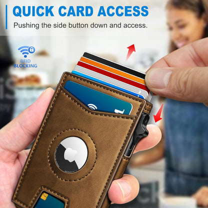 miyozi Airtag Wallet for Men Money Clip 9-Card Pop-Up Credit Card Holder with ID Window RFID Blocking Metal Case Magnetic Closure Front Pocket Wallet Gift Box | with Money Clip