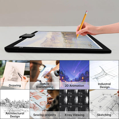 Mlife A3 Light Pad,Built in Battery Light Box,3 Colors Temperature,Stepless Brightness,Rechargeable LED Ultimate Light Board for Tracing, Diamond Art, Sketching
