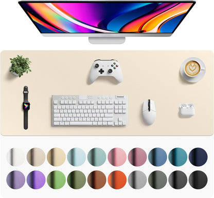 Aothia Non-Slip Waterproof PU Leather Desk Pad Protector for Mouse, Writing Desk, Office, Home, Laptop Blotter, 23.6" x 13.7", Black - Colors B
