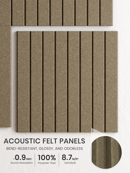 Bumusty Large Cork Board Alternative-48 x 36" Felt Bulletin Board Tiles, with 30 Pushpins, 70 Adhesive Tabs, Fine-Stripe 12-Pack, Cork Boards for Office Push Pin Board Felt Board-Oatmeal