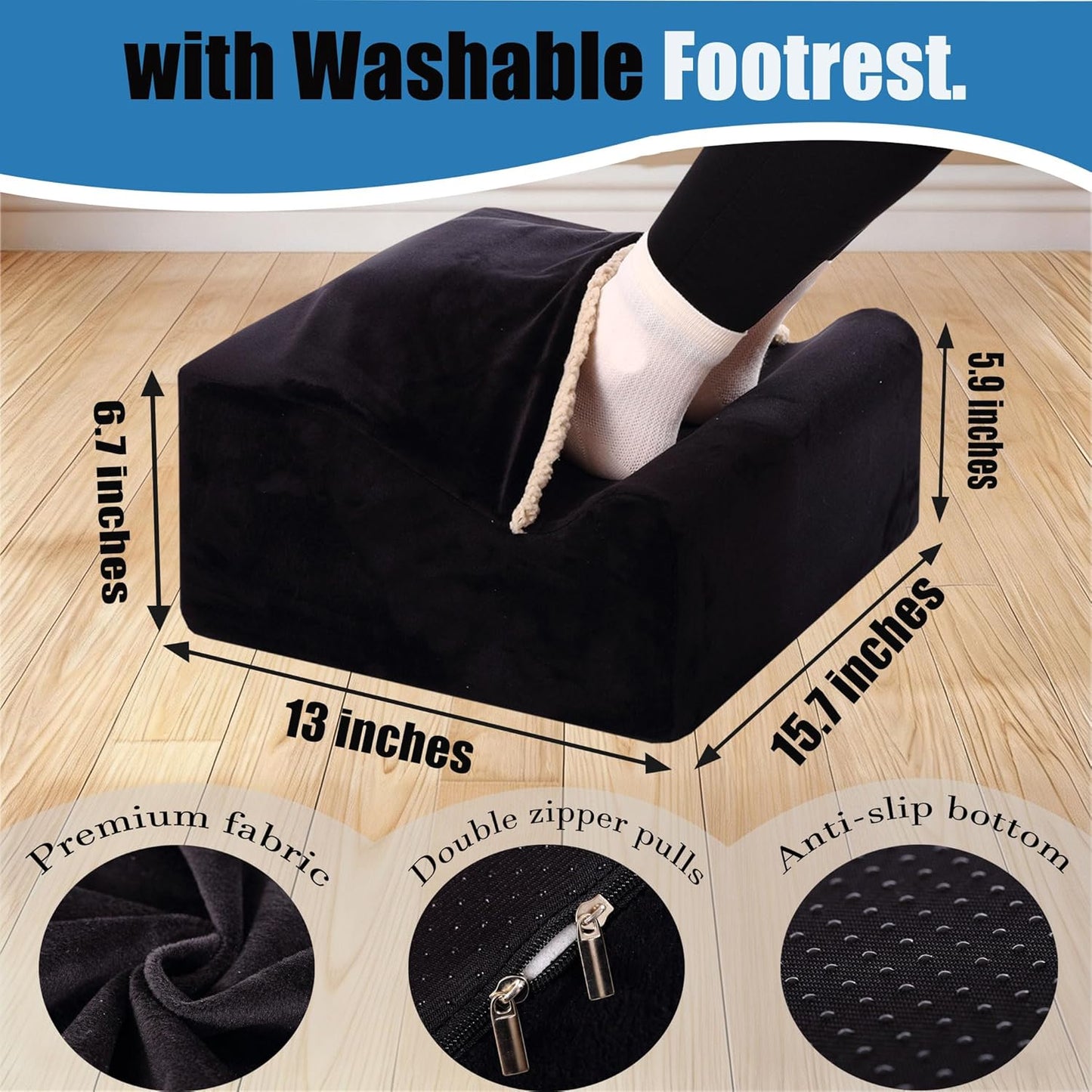 Foot Rest for Under Desk at Work,At Work Soft Ergonomic Footrest,Support Foot Pillow,Heel Chair,Leg Elevation Pillow,(Blue)