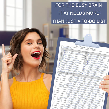 Task Planner & Activity Log Notepad – 60 Page Undated Daily & Hourly Planning Pad, To-Do List, Checklist, Track Time & Tasks, ADHD Tracker – Organize Workday, Boost Productivity – 8.5 x 11 Tear Sheets Life Charge