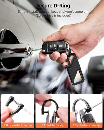 Keychain, Works with Apple Find My, Heavy Duty Keychain Bottle Opener, Carabiner Car Key Chains for Men & Women, Car Key Fob Holder, Anti-Lost Keys Tracker, Smart Keys Finder, Rechargeable, Black