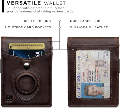 SERMAN BRANDS Money Clip Wallet - Mens Wallets slim Front Pocket RFID Blocking Card Holder Minimalist Mini Bifold