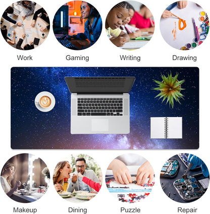 QIYI Large Mouse Pad, Cute Pink Desk Mat for Desktop, Women Girls PU Leather Desk Pad Waterproof Gaming Mousepad, Rose Gold Marble Computer Protector Writing Pad for School Office Home 31.5" x 15.7"
