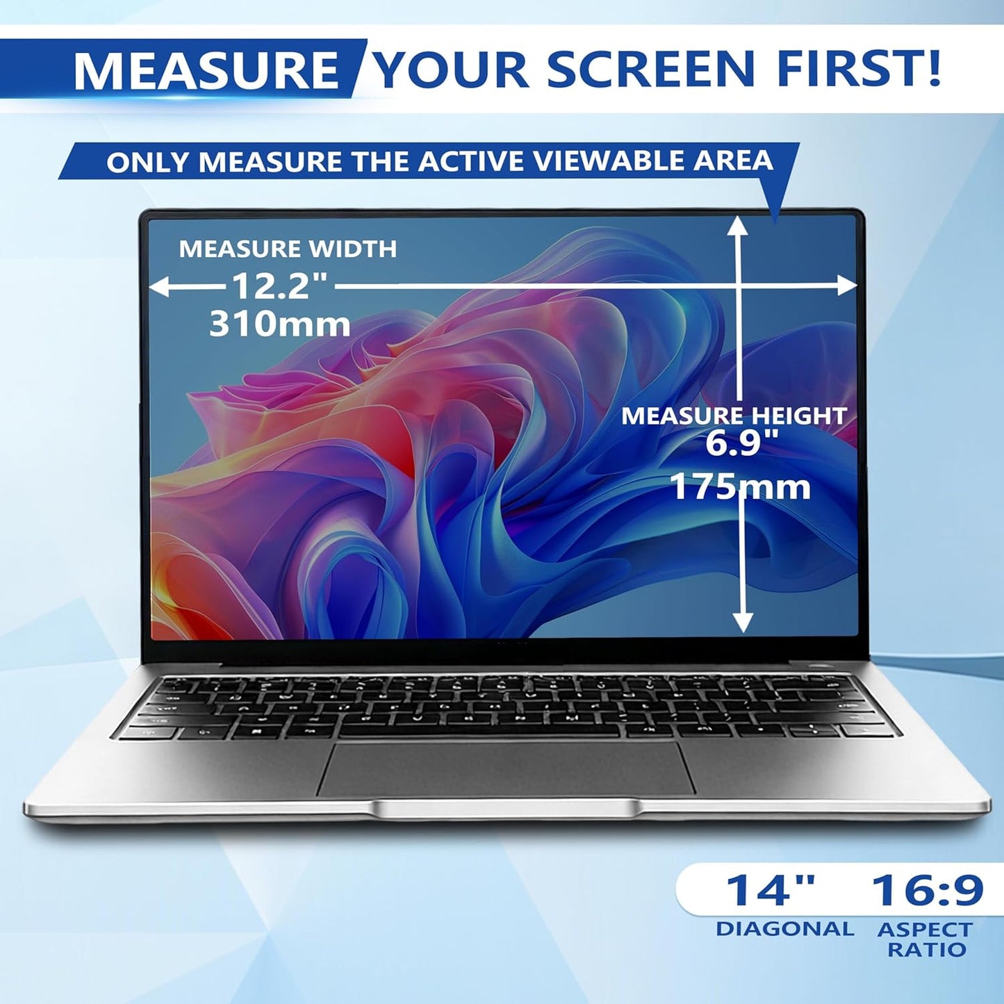 Magnetic Laptop Privacy Screen 15.6 Inch 16:9, Removable Computer Privacy Filter Shield and Anti Glare Blue Light Screen Protector, Compatible with HP Dell Acer Asus Samsung Lenovo ThinkPad