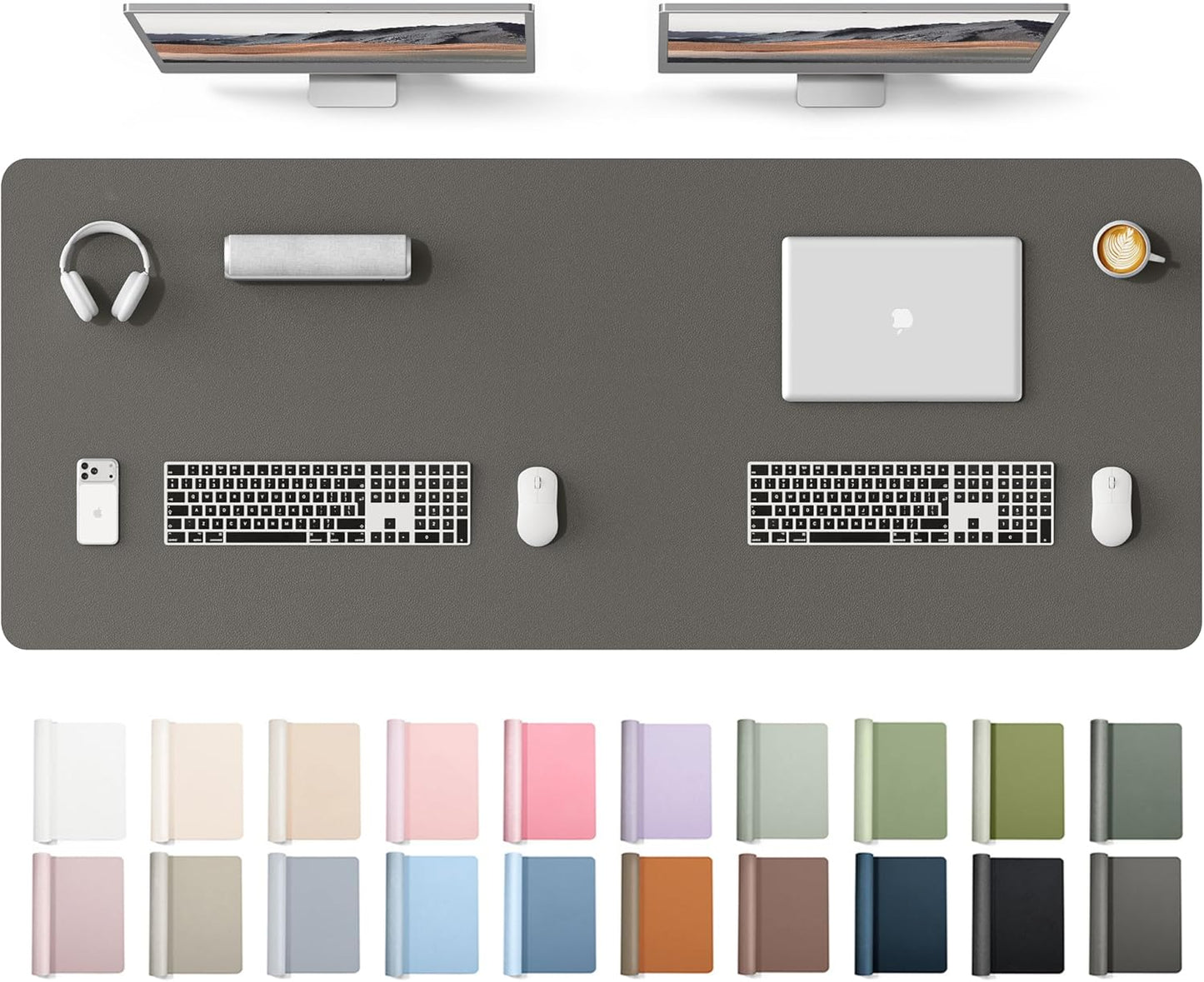 YSAGi Leather Office Desk Pad Protector, Large Mouse Pad, Non-Slip, PU Leather, Laptop Desk Blotter, Waterproof Writing Pad for Office and Home, Black, 23.6" x 13.8" - Colors B