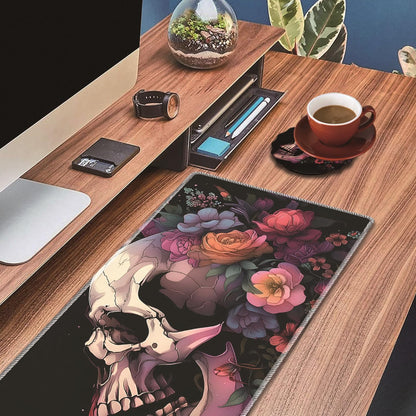 Mouse Wrist Rest and Keyboard Wrist Rest Pad Set, Non-Slip Rubber Base Smooth Surface Ergonomic Gaming Mouse Pad for Easy Typing and Pain Relief, Antique Blue Wood Grain Dog Paw + Coaster