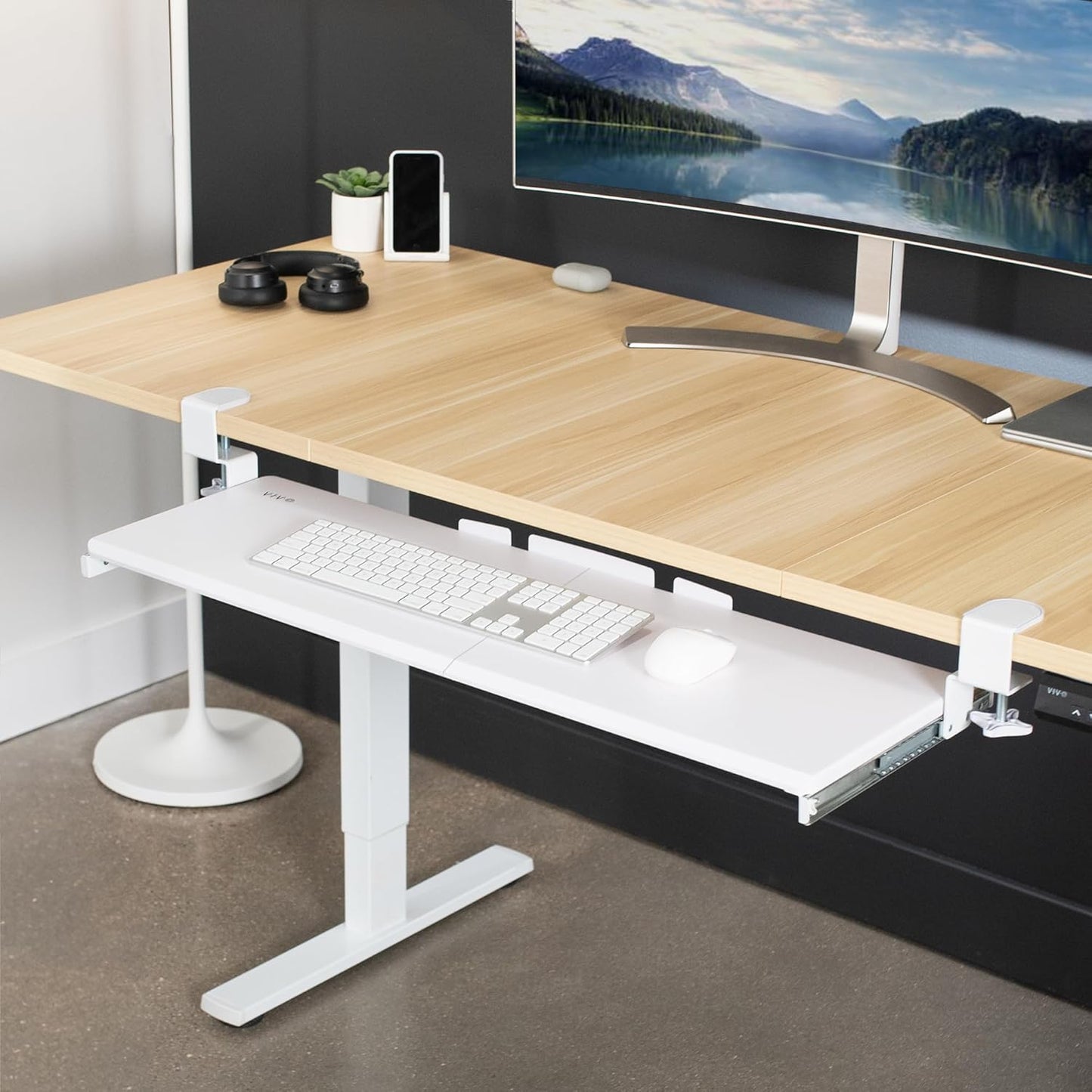 VIVO Large Keyboard Tray Under Desk Pull Out with Extra Sturdy C Clamp Mount System, 27 (33 Including Clamps) x 11 Inch Slide-Out Platform Computer Drawer for Typing, Black, MOUNT-KB05E