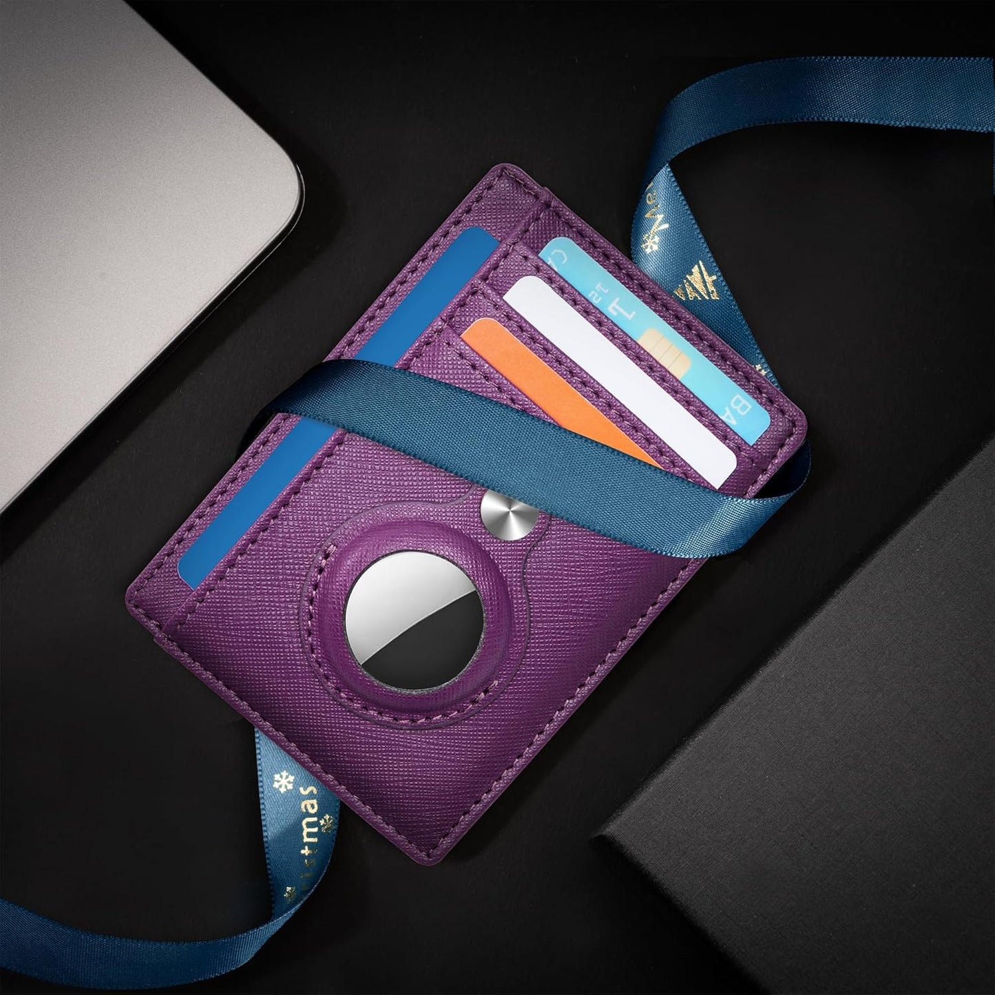 Slim Minimalist Front Pocket Air Tag Wallet, RFID Blocking Card Holder Wallet with Airtag Holder