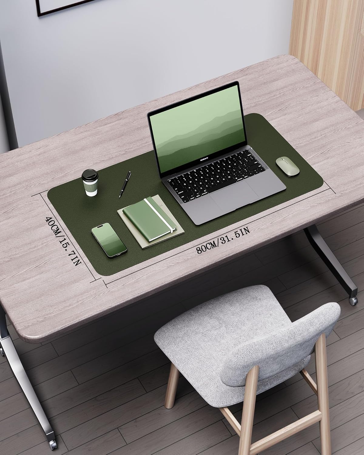 YSAGi Double-Sided Desk Pad, 31.5"x15.7"Leather Desk Mat, Eco Cork Desk Pad Protector,Large Mouse Pad,Waterproof Desk Blotter for Office/Home(Coffee)