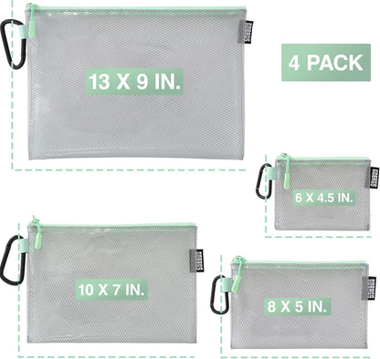 GOBAGS Air Production Multi‑Size Clear Zipper Pouch (4‑Pack) – Cable Organizer & Travel Gear Bag for Electronics, Camera Accessories, Tool Pouch & Small Tech Storage