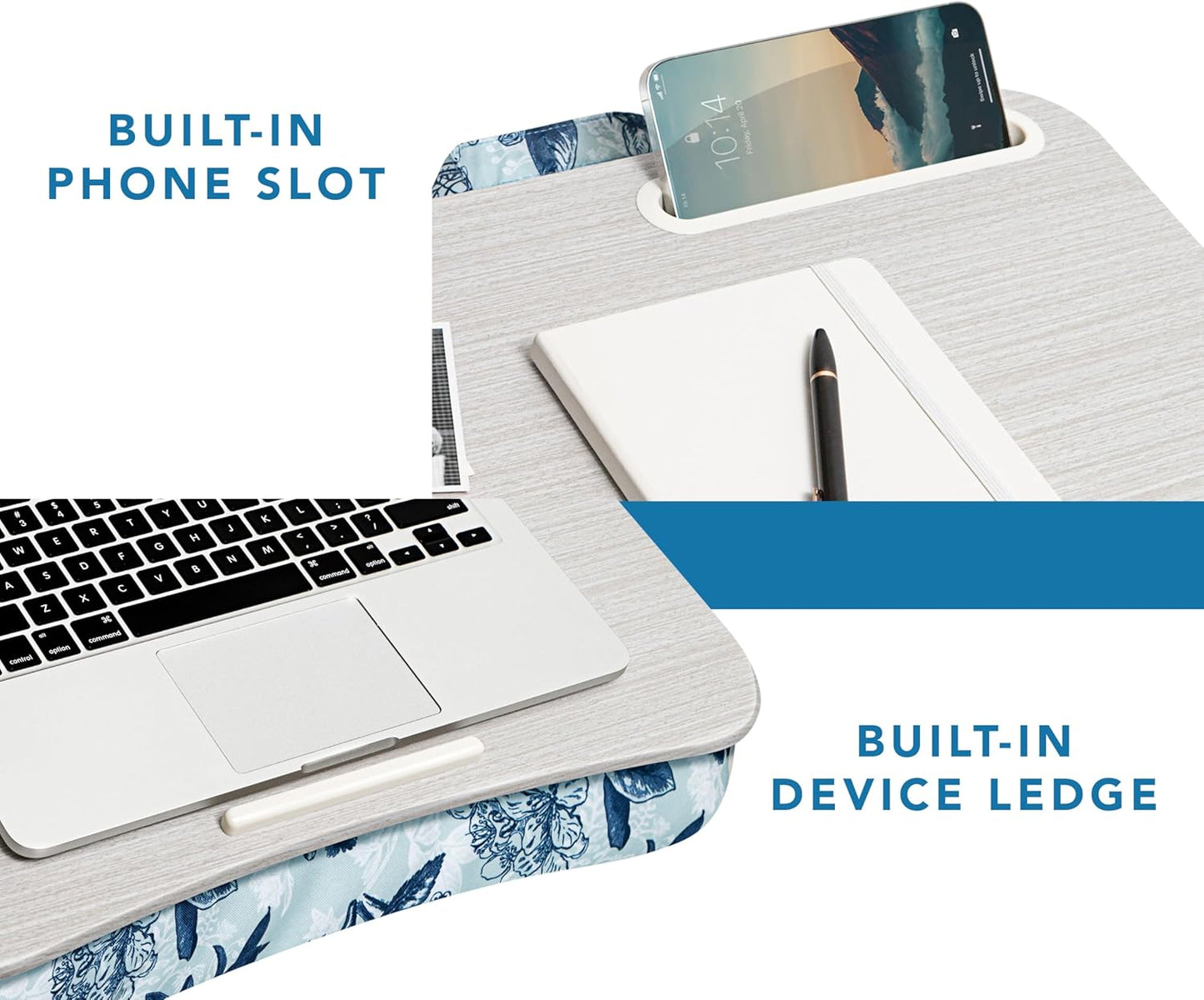 LAPGEAR Designer Lap Desk with Phone Holder and Device Ledge - Arrow Stripes - Fits up to 15.6 Inch Laptops - Style No. 45411