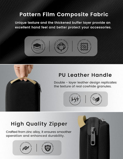 Travelkin Travel Cord Organizer, Small Electronic Organizer Travel Case, Cable Organizer Bag For Cords,Chargers Phone, Sd Card,Usbs (Black)