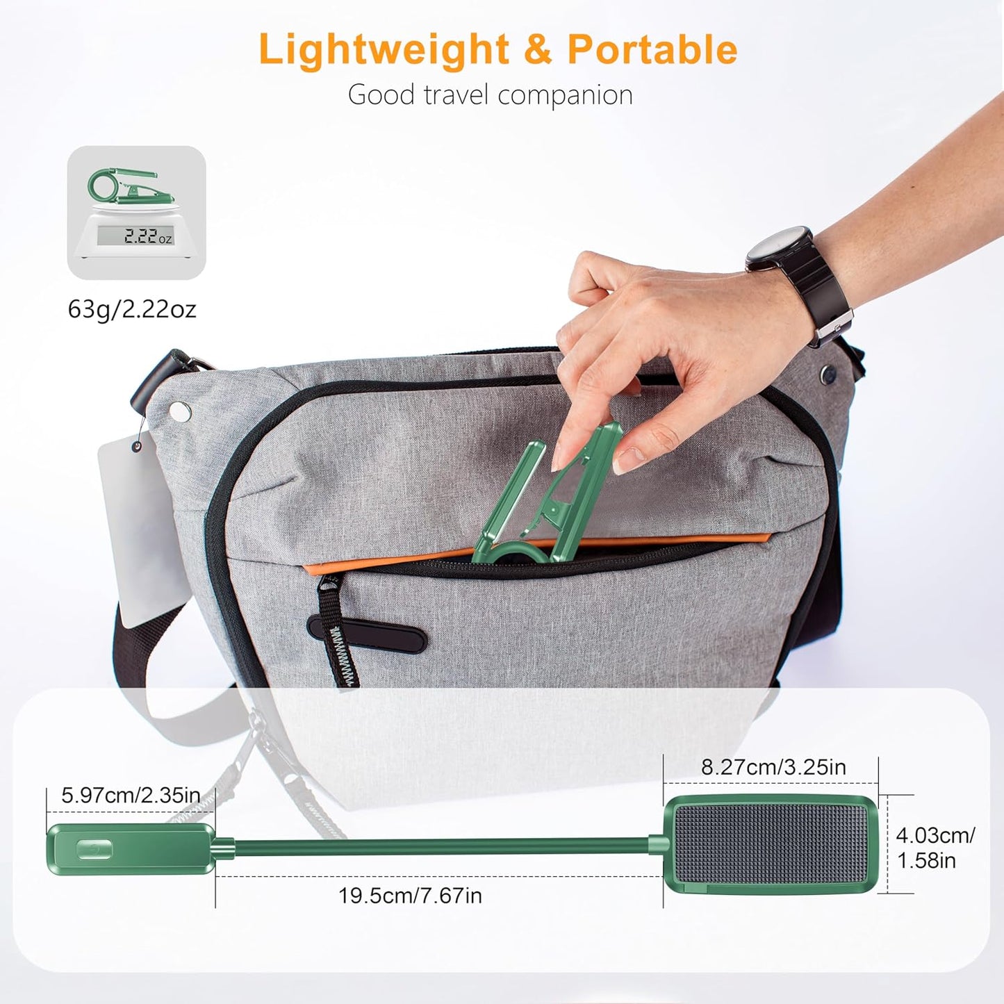 Gritin 9 LED Rechargeable Book Light for Reading in Bed - Eye Caring 3 Color Temperatures,Stepless Dimming Brightness,80 Hrs Runtime Small Lightweight Clip On Book Reading Light for Studying