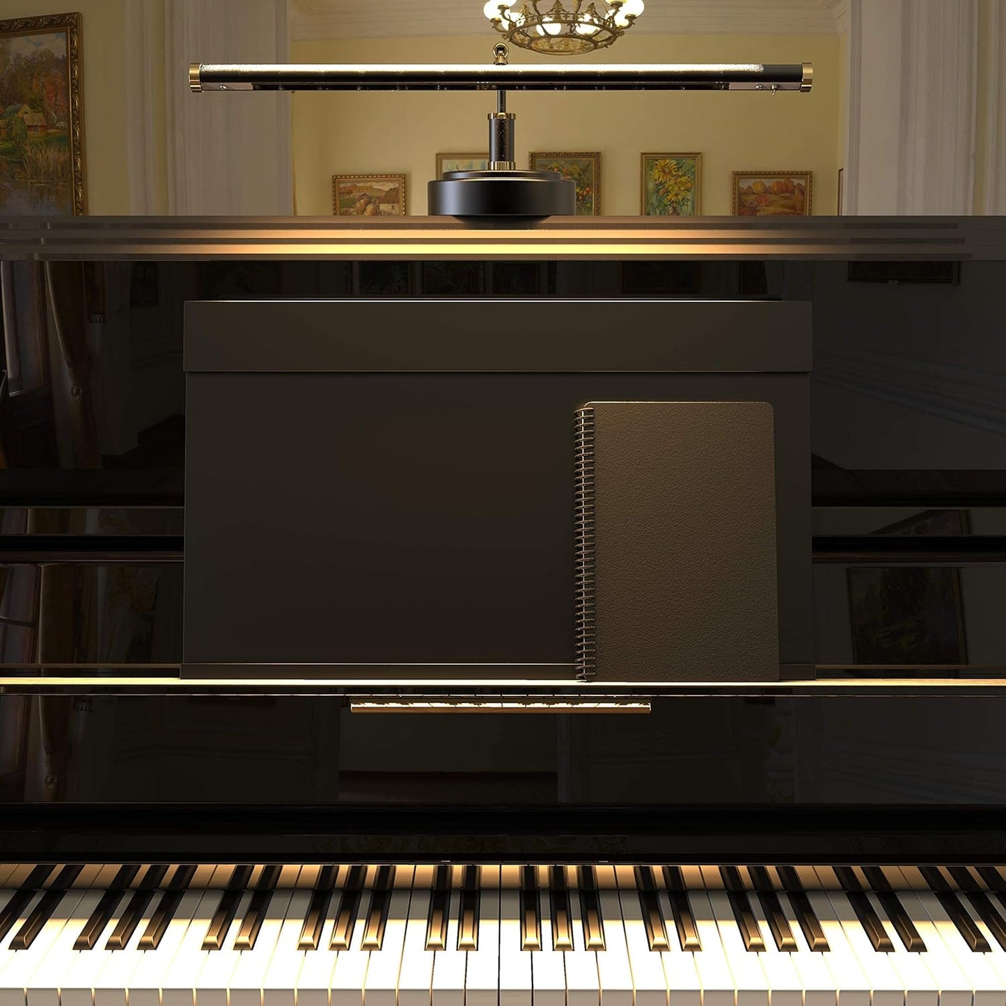Cocoweb Adjustable LED Upright Piano Desk Lamp in Black with Brass Accents - PLED101D