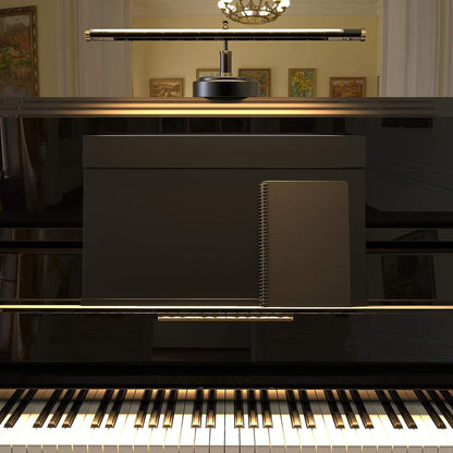 Cocoweb Adjustable LED Upright Piano Desk Lamp in Black with Brass Accents - PLED101D