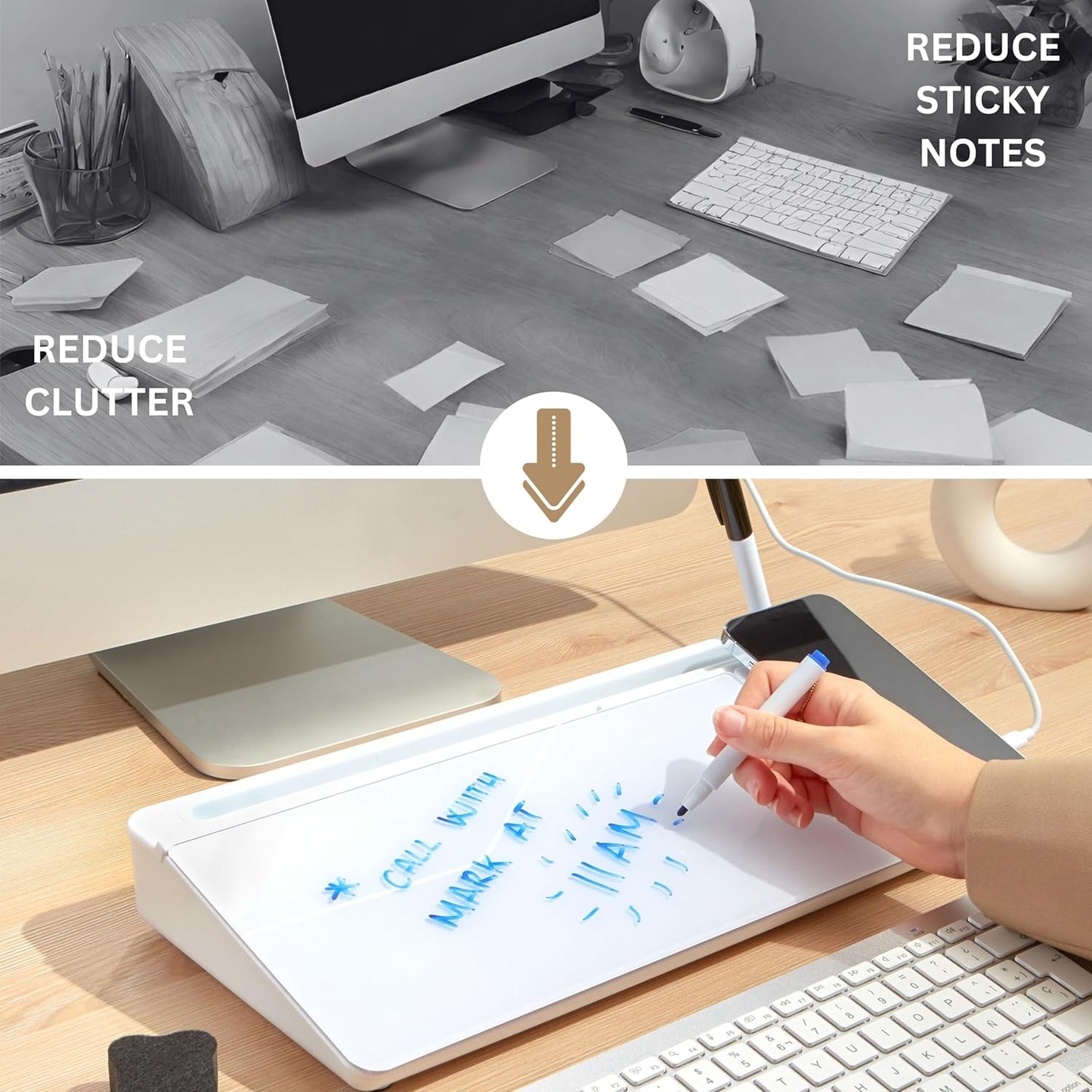 Desktop Dry Erase Board with Charger