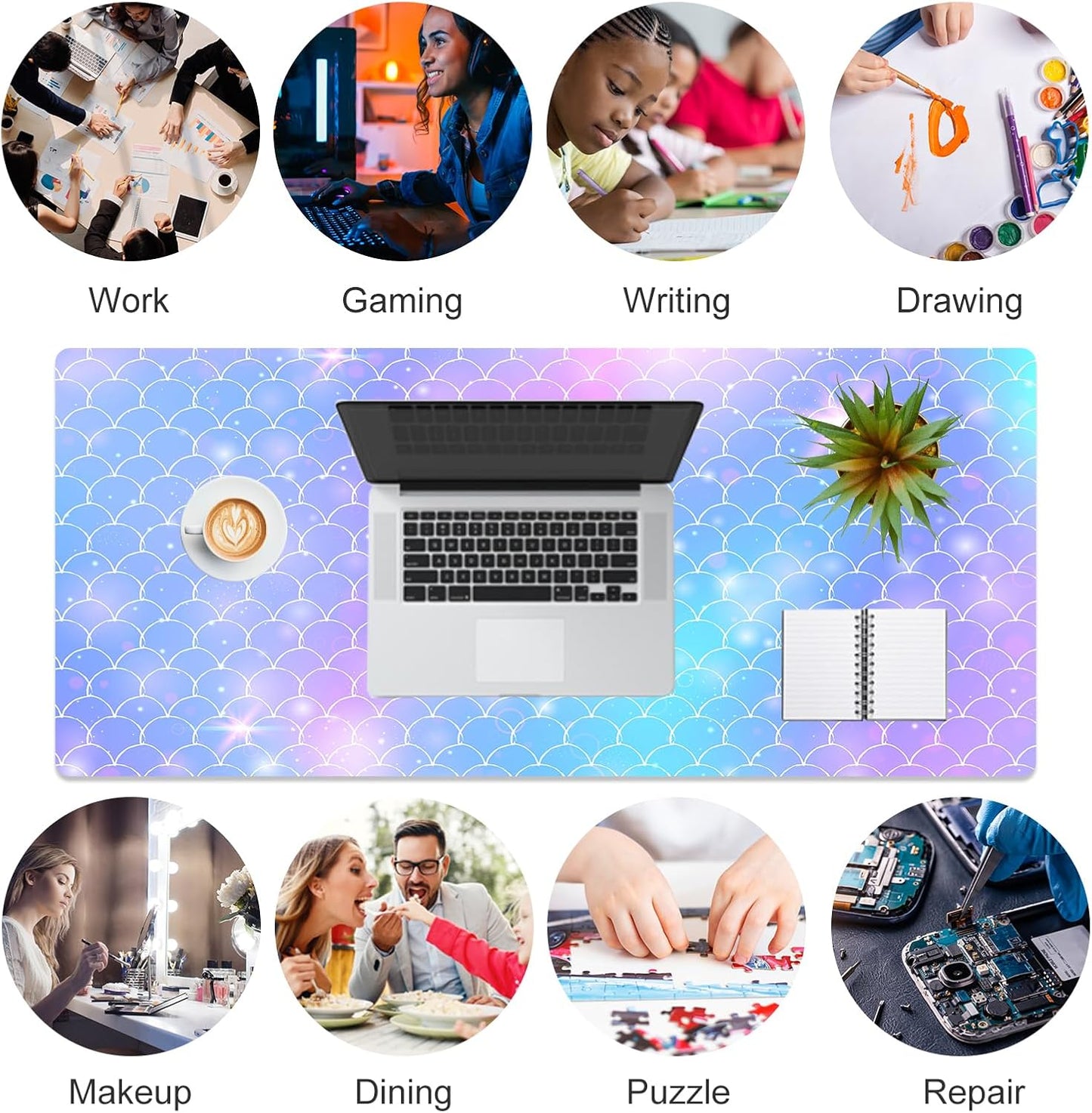 QIYI Large Mouse Pad, Cute Pink Desk Mat for Desktop, Women Girls PU Leather Desk Pad Waterproof Gaming Mousepad, Rose Gold Marble Computer Protector Writing Pad for School Office Home 31.5" x 15.7"