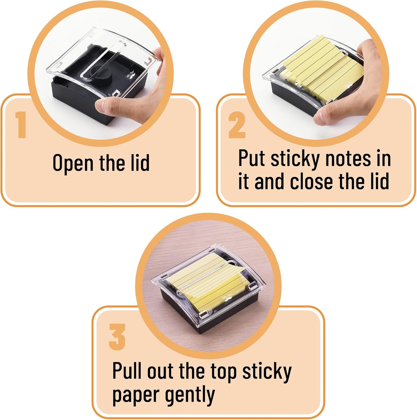Mr. Pen- Pop Up Note Dispenser, 3" x 3", 2 Pack, Black Base, Clear Top, Sticky Note Dispenser, Sticky Note Holder for Desk