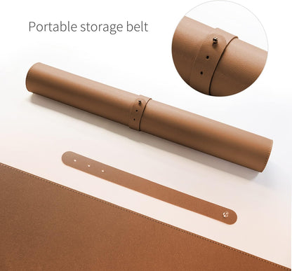 RENMTURE Dual-Sided Mouse Pad, Natural Cork & PU Leather Large Desk Pad for Office and Home Work, Desk Protector Non-Slip, Waterproof, Easy Clean (Olive Green, 32"x16")
